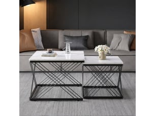 Table basse carré(e) coloris blanc <strong></strong> <strong></strong> - 60 cmx45 cm