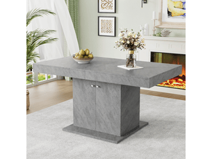 Table extensible, 140-180x80x76 cm, extension automatique et espace de rangement, panneau de particules, coloris gris