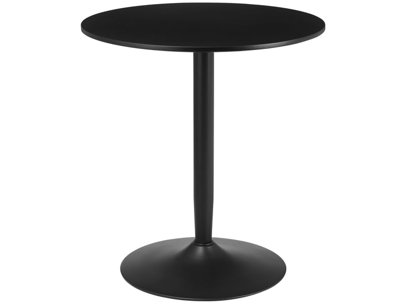  Table de salle à manger ronde 2 places gain de place - lpospi - pied en acier, mdf laqué noir ø70 × 75 cm  - Conforama A
