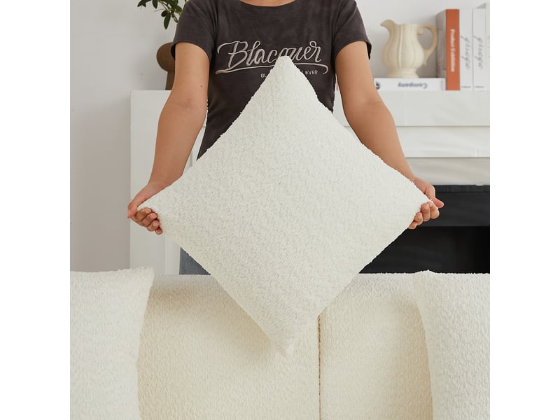  Canapé d’angle gauche 3 places en chenille crème, 222 x 157 x 73 cm Fay Lum - Conforama R