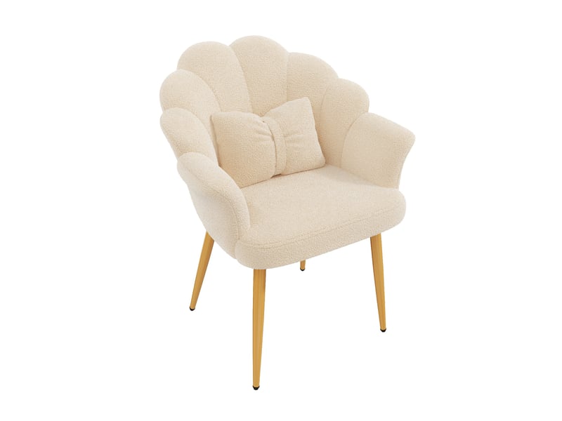 Fauteuil 1 place en tissu bouclé beige, dossier pétale, 64x65,5x85 cm - Conforama D