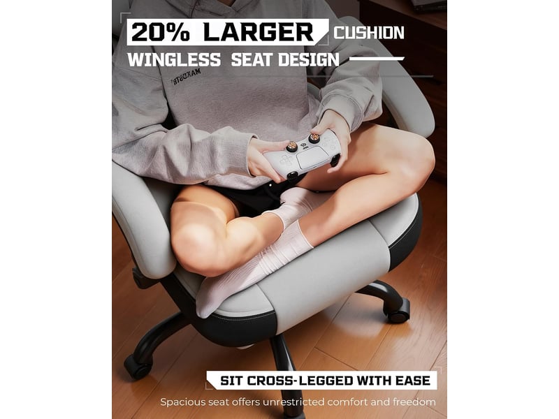 Gtplayer chaise de jeu en tissu avec accoudoirs synchronisés, inclinaison de 90-155° et repose-pieds - blanc - double ligne LR408-WT-DL-FA - Conforama D