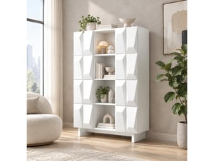 Vitrine coloris blanc 4 étagère(s) <strong>BEAOK</strong> <strong></strong> - 90.5 cmx135.5 cm
