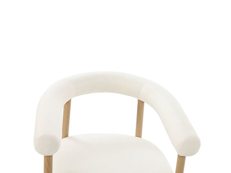 Lot de 6 chaises de salle à manger 48,5x40,5x78 cm, blanc, ergonomique, patins réglables, style contemporain, métal, tissu  - Conforama D