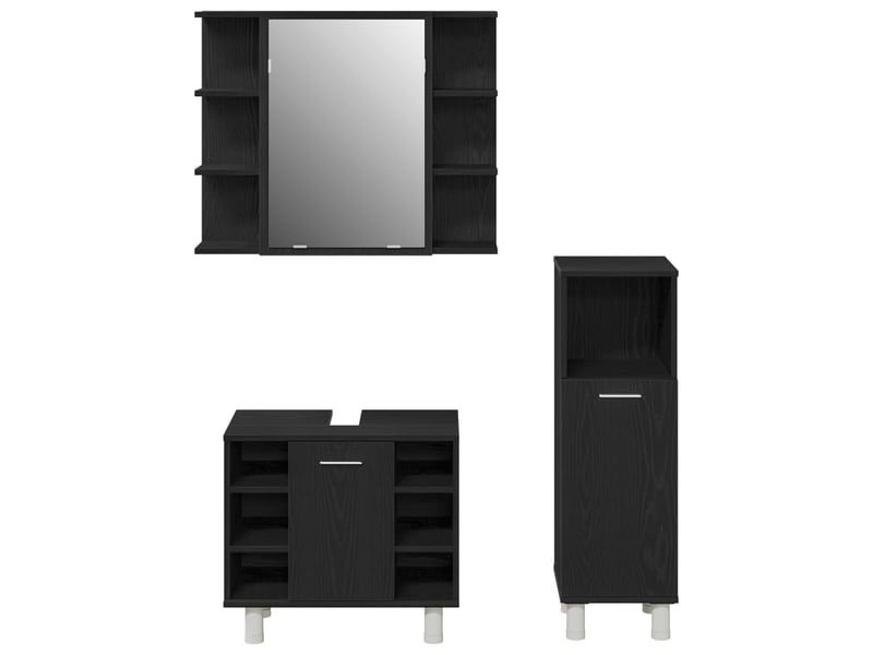  Ensemble de mobilier de salle de bain 3 pc noir cf64409  - Conforama E