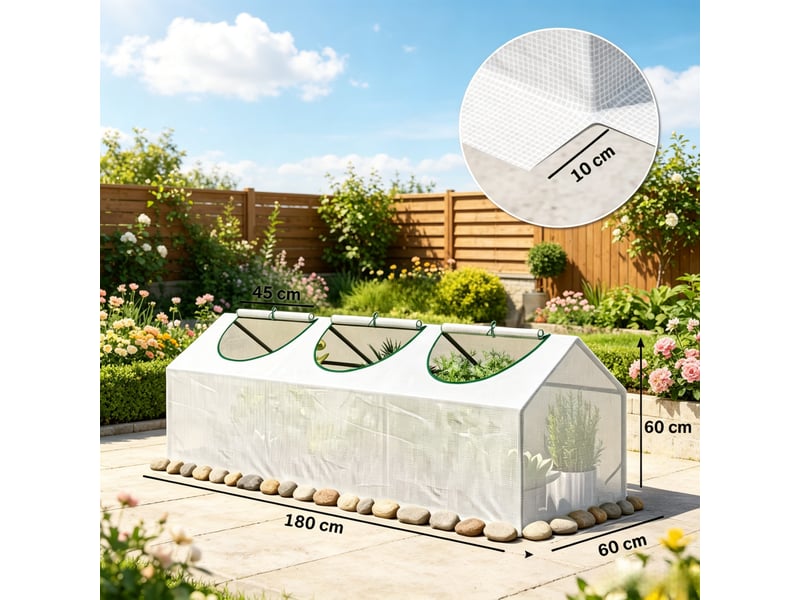 Serre de jardin robuste, abri plantes modulaire, protection vent et intempéries, compact - Conforama C