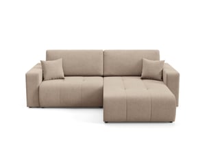 Canapé d'angle réversible convertible 4 places Tissu marron avec coffre de rangement