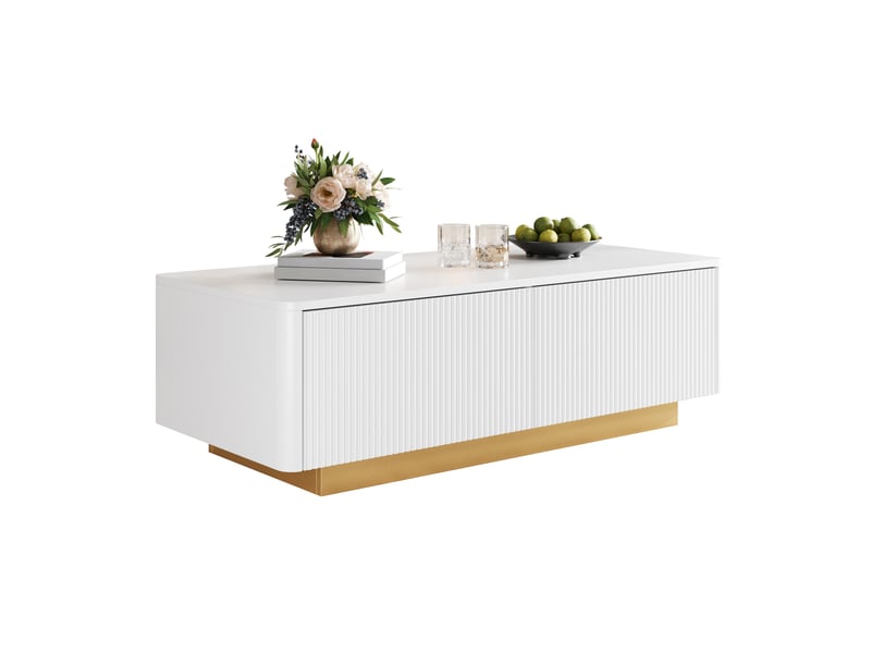  Table basse 110x50x35 cm avec 2 tiroirs coloris blanc  - Conforama A