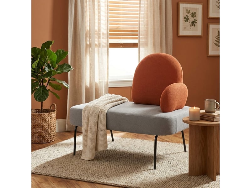  Canapé d'angle rembourré avec dossier et accoudoirs en tissu kiki - orange  - Conforama B