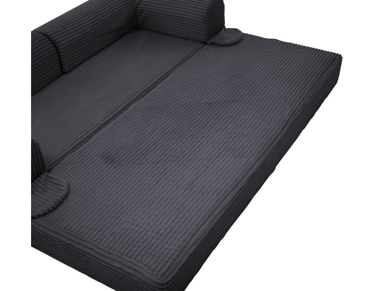 Canapé 2 places tissu côtelé doux structure convertible format de sol gain de place style futon  - Conforama D
