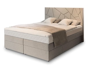 Lit avec rangement 140x200 cm <strong>MASSENO</strong> <strong></strong> coloris beige