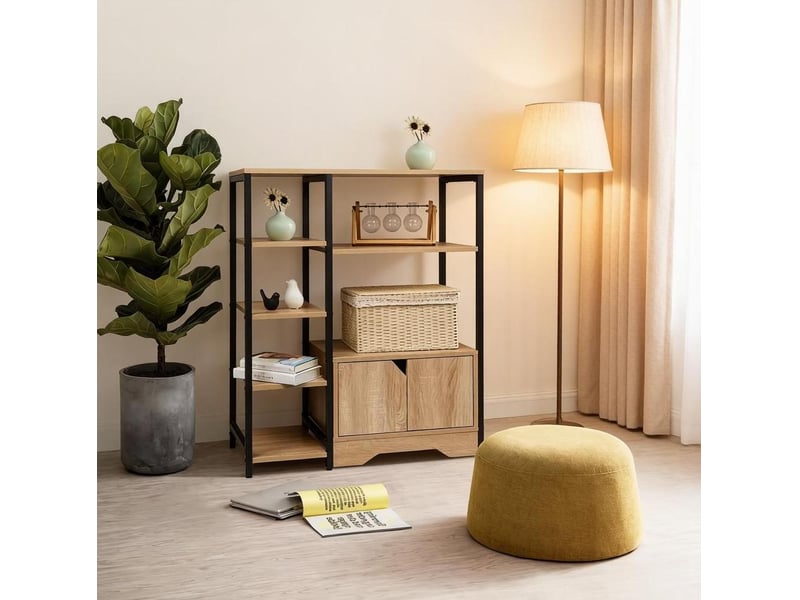  Bibliothèque 80x35x97 cm 2 en 1 mdf chêne clair  - Conforama C