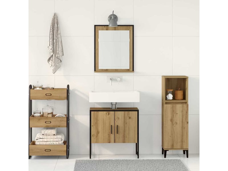  Ensemble de mobilier de salle de bain 2 pièces marron cf64230  - Conforama D