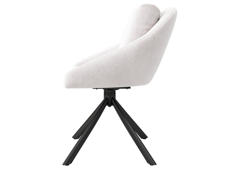  Chaise de salle à manger pivotante en velours beige, assise ergonomique, piètement métal, design moderne  - Conforama D