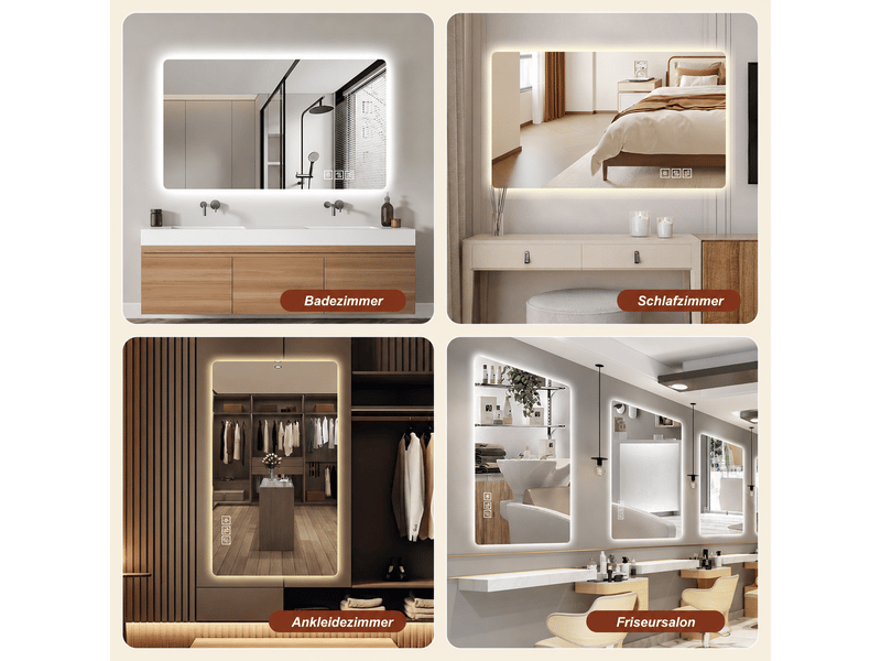  Miroir led salle de bains 60 x 100 cm, rétroéclairé avec désembuage  - Conforama D