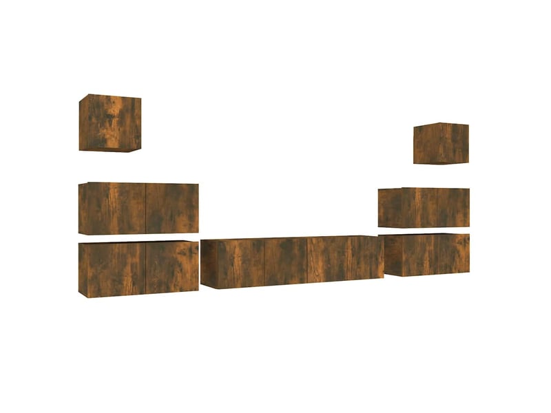  Ensemble de meubles tv 8 pcs chêne fumé bois d'ingénierie shl64310  - Conforama A