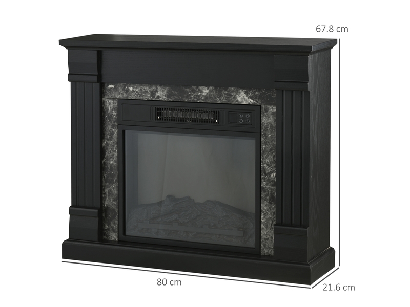  Cheminée électrique sur pied avec minuterie, flamme et température réglables, 80 x 21,6 x 67,8 cm, noire  - Conforama E