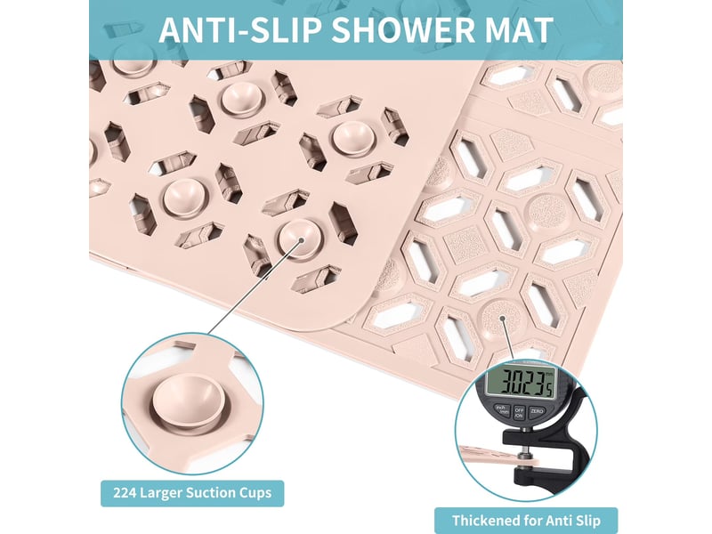  Tapis de douche en tpe à ventouses - 27 x 27 pouces - rose pastel  - Conforama B