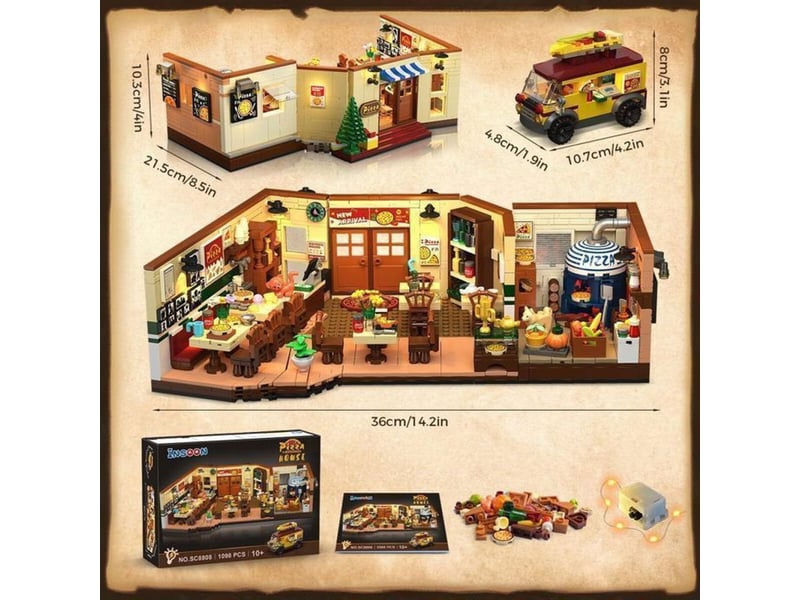  Jeu de construction pizzeria italienne 1098 pieces avec led et camion retro 151498_AABPQ25285_6_DROPFR - Conforama E