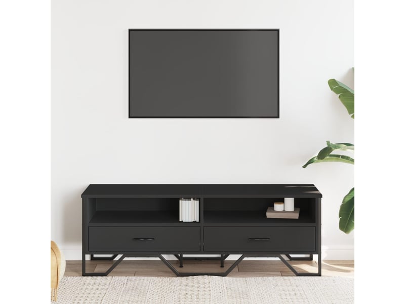  Meuble tv - banc tv - meuble de rangement noir 122x34x41 cm bois d'ingénierie  - Conforama C