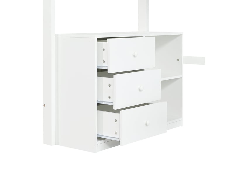  Lit combiné mezzanine enfant 90 x 200 cm avec bureau et rangements blanc Fay Lum - Conforama D
