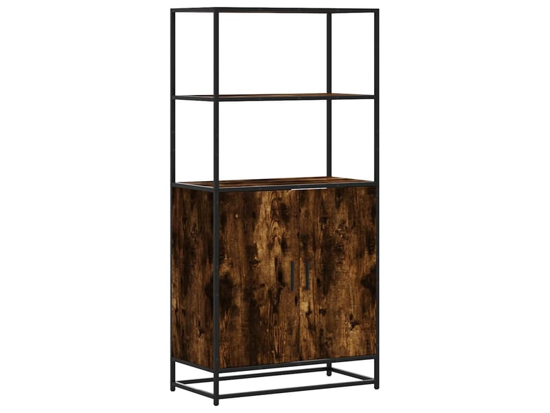  Buffet haut - bahut - meuble de rangement chêne fumé 68x35x139 cm bois d'ingénierie métal  - Conforama A