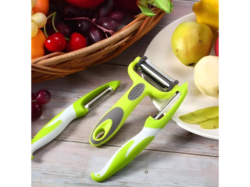 3 en 1 econome a julienne, éplucheur à fruits et légumes, eplucheur légumes avec poignée antidérapante est idéal pour peler les pommes de terre - Conforama E