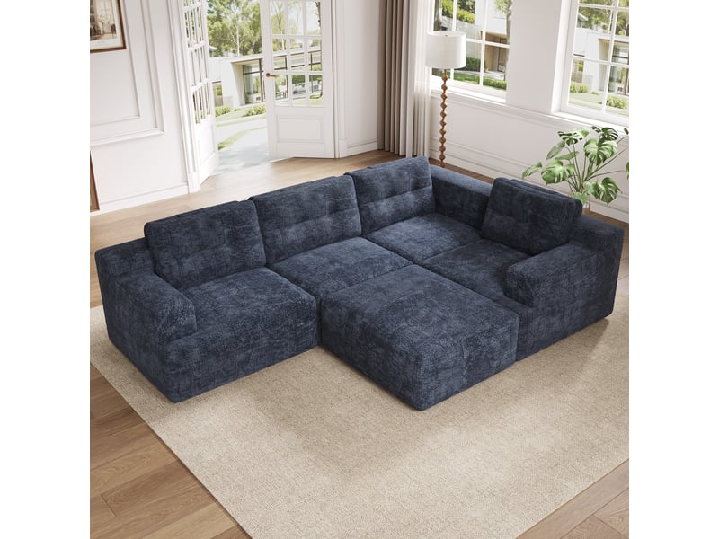  Canapé modulable, canapé de salon, en chenille, adapté à l'espace de vie, mobilier pour espace de vie, pour salon et séjour  - Conforama C