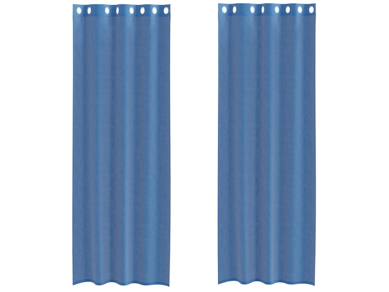 Lot de 2 rideaux en voile, voilages avec œillets bleu royal cf44348  - Conforama A