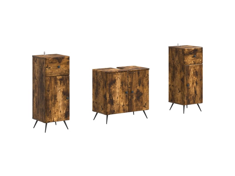  Ensemble de meuble de salle de bain 3 pièces breda chêne fumé cf63348  - Conforama A