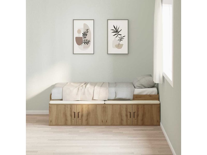 Lit simple- lit adulte - cadre de lit chêne artisanal 100 x 200 cm bois d'ingénierie - Conforama B