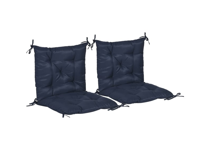  Lot de 2 galettes de chaise 98 x 50 x 8 cm – bleu foncé – assise rembourrée avec liens, intérieur et extérieur  - Conforama A