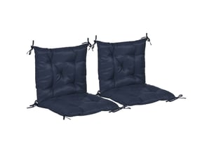 Lot de 2 galettes de chaise 98 x 50 x 8 cm – bleu foncé – assise rembourrée avec liens, intérieur et extérieur