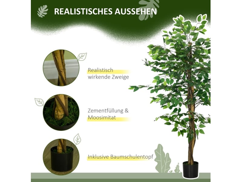  Ficus artificiel 15x15x150 cm avec pot métal vert  - Conforama D