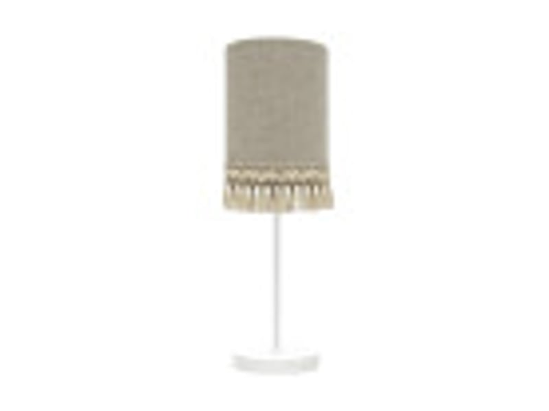  Fabrilamp vera lampe à poser blanche et beige, abat-jour en lin rayé à franges, 1 x e14, 46 cm 186471001 - Conforama B