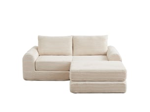 Canapé d'angle compressé réversible convertible <strong>BGSRYAO</strong> <strong></strong> 2 places Velours beige