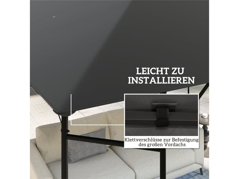 Toit de remplacement pour pavillon - 3x3 m - gris - tissu oxford 370 gm² - résistant à l'eau - upf 30+ 298x298x1cm - Conforama E