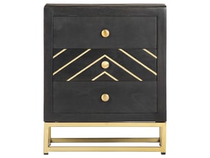 Table de chevet - cabinet de chevet - table de nuit noir et doré 40x30x50cm bois de manguier massif