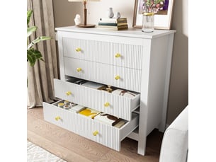 Commode 5 tiroir(s) ULQENI coloris blanc largeur 79 cm