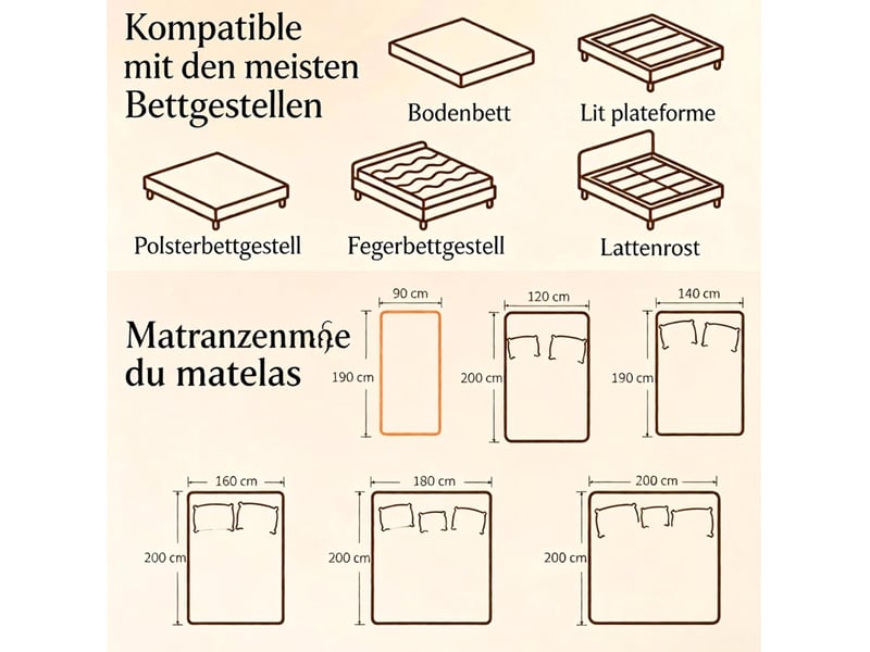 Matelas 1 place 90x190 cm – blanc et gris – mousse à mémoire de forme, bords renforcés antidérapants - Conforama E