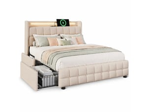 Lit avec rangement 160x200 cm STILVORA   coloris beige