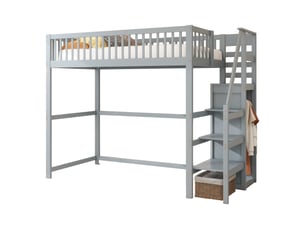 Lit mezzanine 90x200 cm <strong>MERAX</strong>  <strong>lit enfant gris</strong> coloris gris