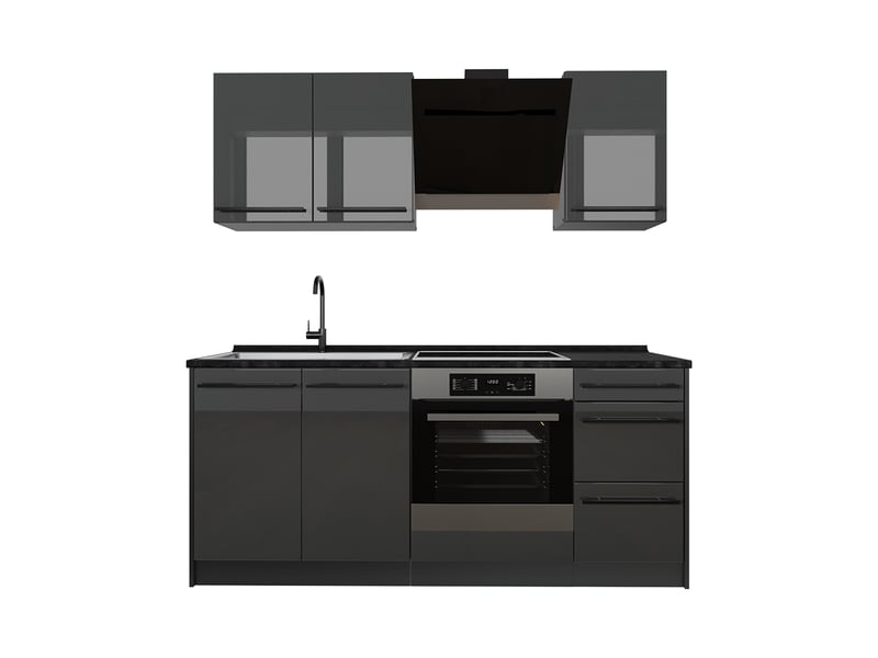  Vicco cuisine, anthracite haute brillanceanthracite, 180cm plan de travail anthracite  - Conforama A