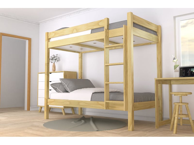  Lit superposé 2 places 80x200 échelle droite bois abc, miel SUPABCDR82-M - Conforama B