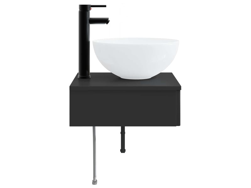 Basin de lavage mural, lavabo noir 40x41x40.5 cm bois d'ingénierie - Conforama D