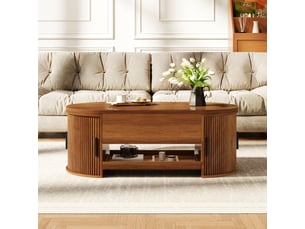 Table basse ovale coloris marron <strong></strong> <strong></strong> - 55 cmx110 cm