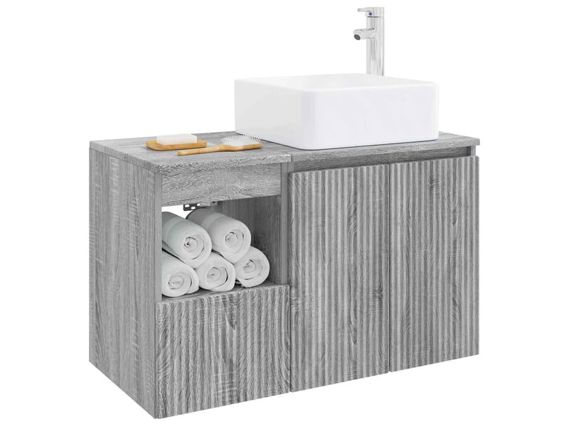 Ensemble de mobilier de salle de bain 2 pc sonoma gris cf64196 - Conforama C