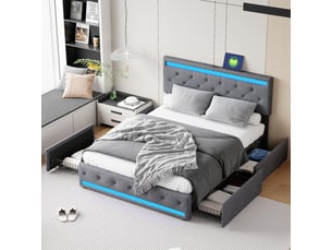 Lit coffre 160x200 cm <strong></strong>  <strong></strong> coloris gris