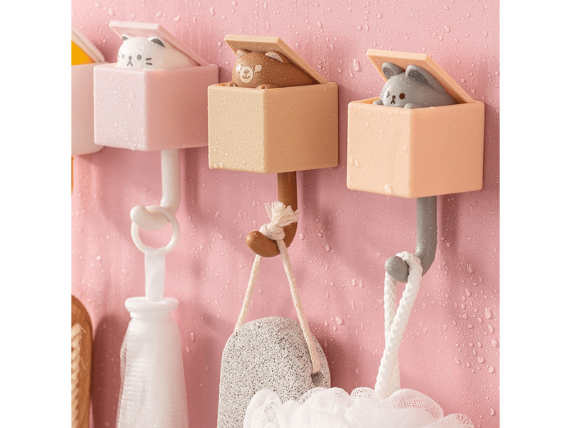 Lot de 6 crochets adhésifs animal mignonne patère murale bureau rétractables porte manteau, multicolore  - Conforama E