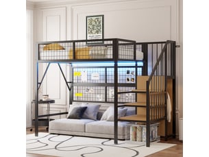 Lit mezzanine 90x200 cm <strong></strong> <strong>ABC</strong> coloris noir